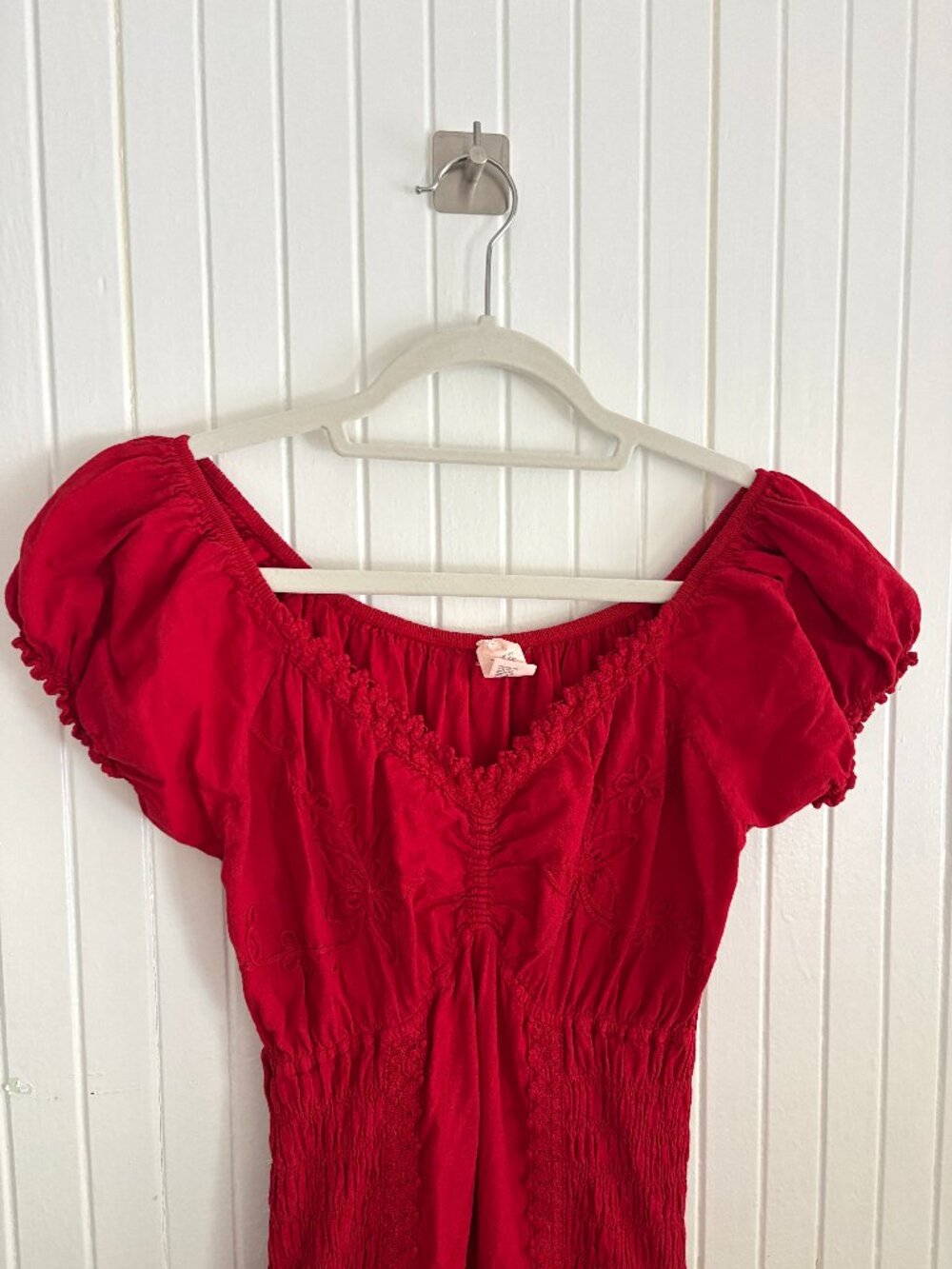 100% Cotton Smocked Peasant Mini Dress - Picture 2 of 16